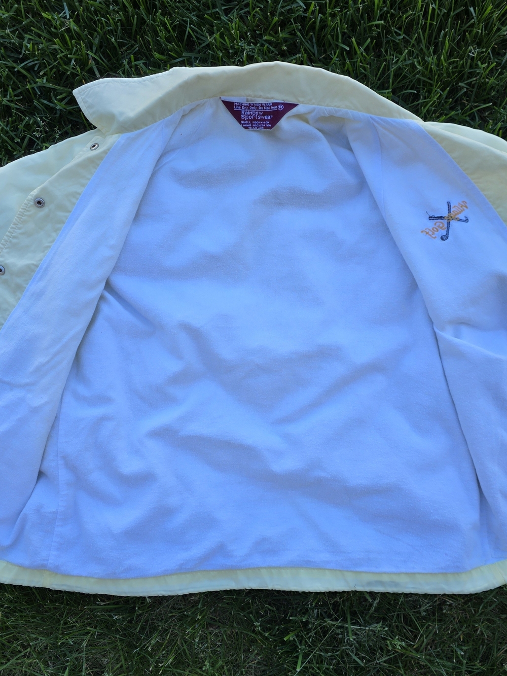 Vintage Village Golf Coach Jacket Yellow Snap Front Windbreaker - Picture 8 of 10